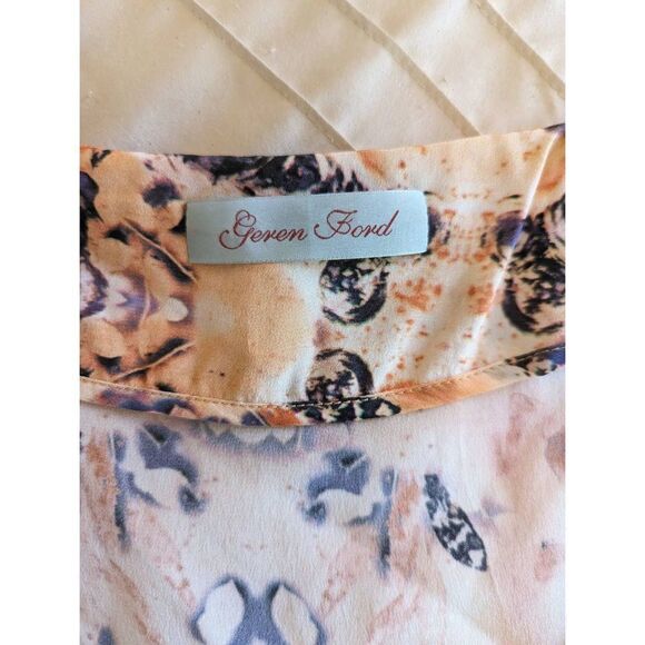 Geren Ford silk abstract watercolor v neck sleeveless blouse sz l euc - Picture 5 of 7